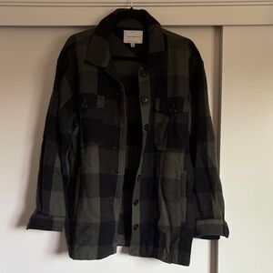 Lucky Brand Green and Black Plaid Shirt Jacket